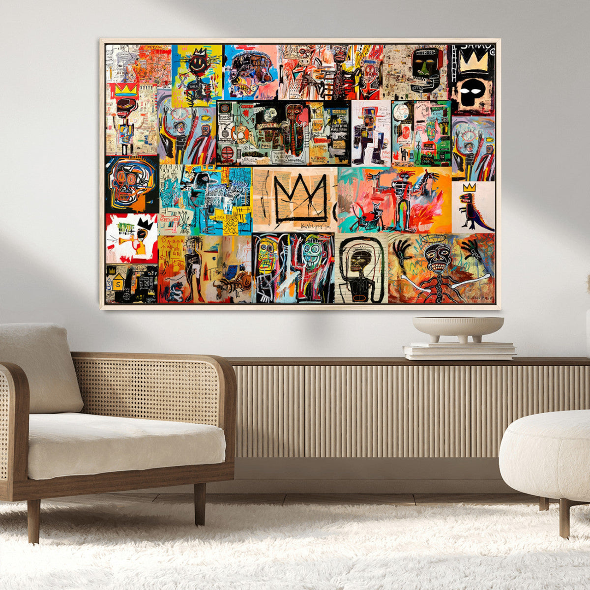 Abstract Art Collage Wall Art Canvas Print, Urban Graffiti Style