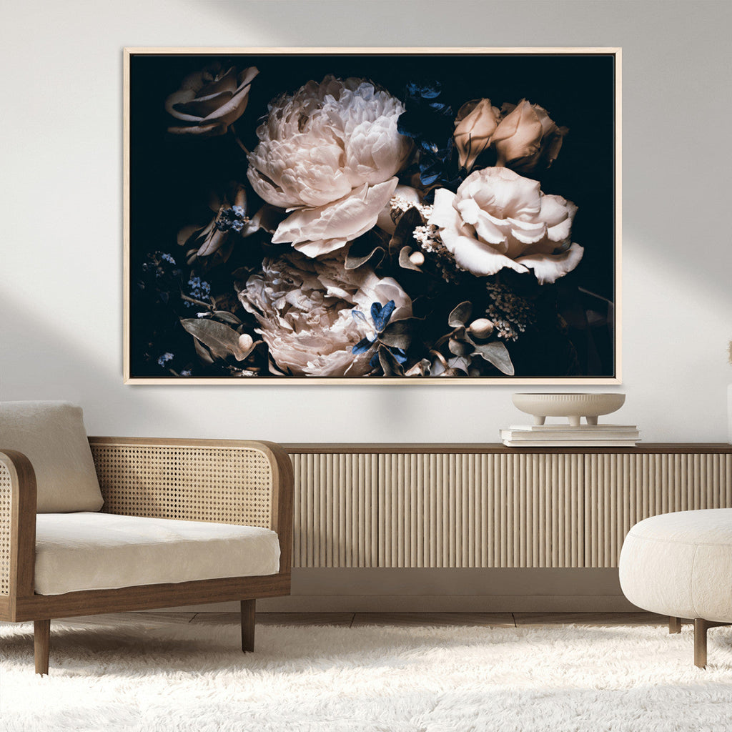 Pink Peonies Flowers Large Canvas Art Print