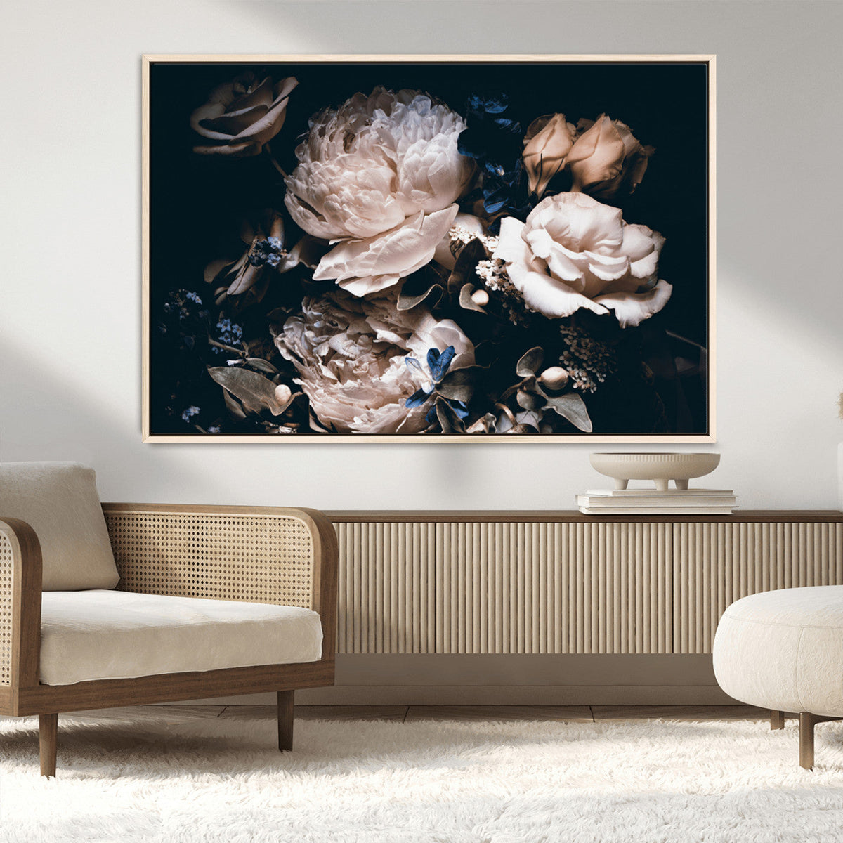 Pink Peonies Flowers Large Canvas Art Print