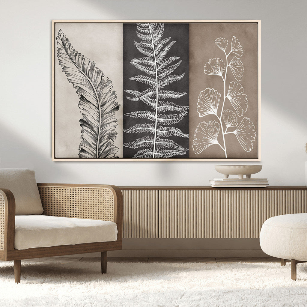 Minimalist Botanical Wall Art Canvas Print, Framed and Ready to Hang