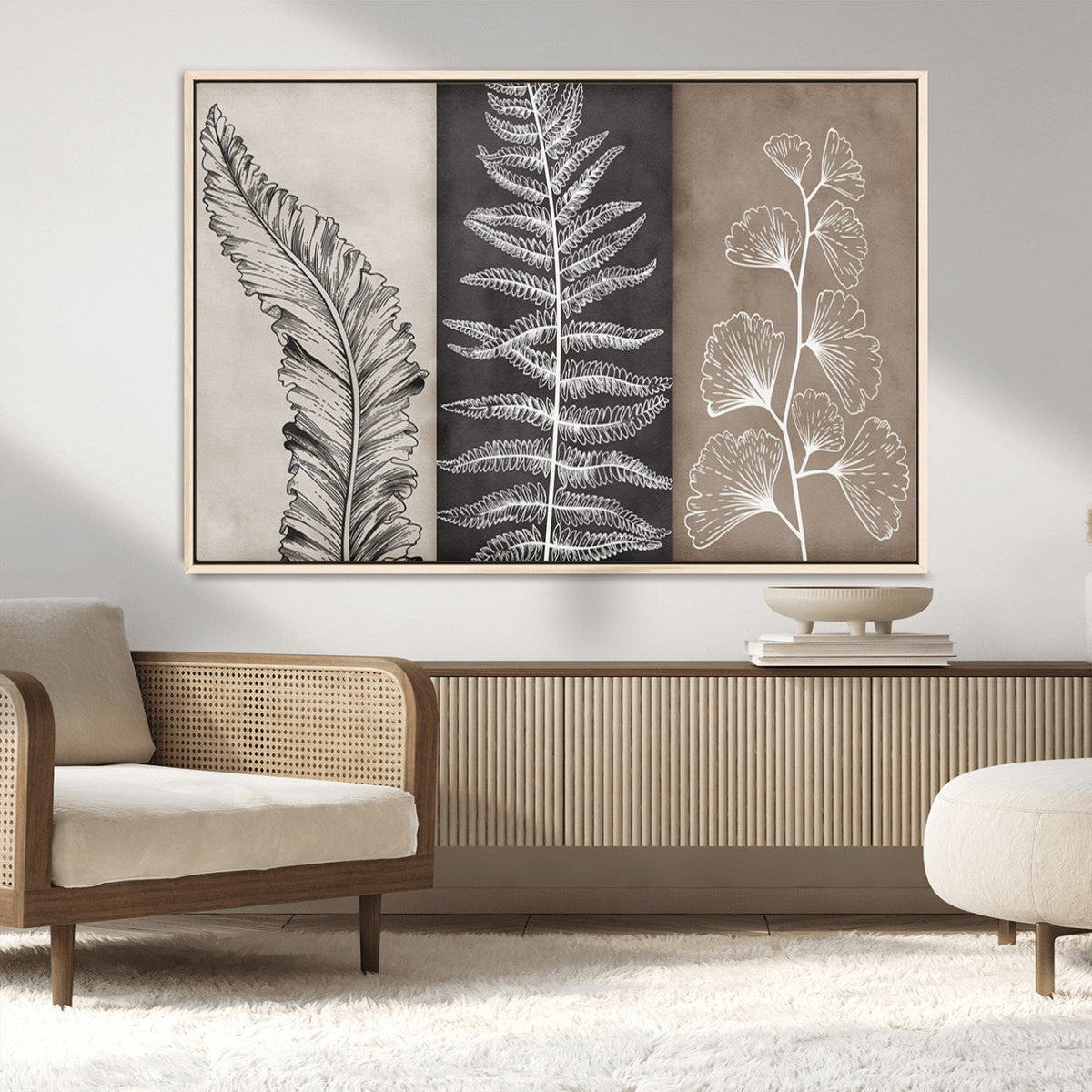 Minimalist Botanical Wall Art Canvas Print, Framed and Ready to Hang