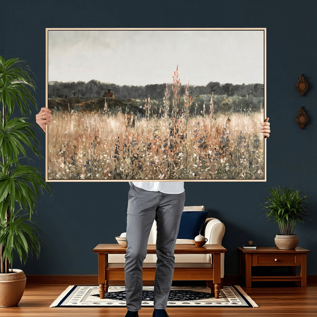 Rustic Field Landscape Wall Art Print, Giclee Canvas Wall Art