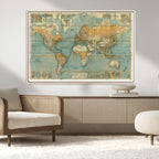 Push Pin World Map Canvas Print | Travel Tracker Wall Art for Couples