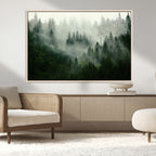 Misty Forest Wall Art | Tranquil Green Woodland Canvas Print