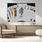 Poker Wall Art - Playing Cards Canvas Wall Art Print - Ace of Spades and Royal Flush Design