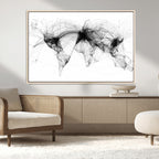 Abstract World Map Wall Art | Framed Geometric Line Canvas