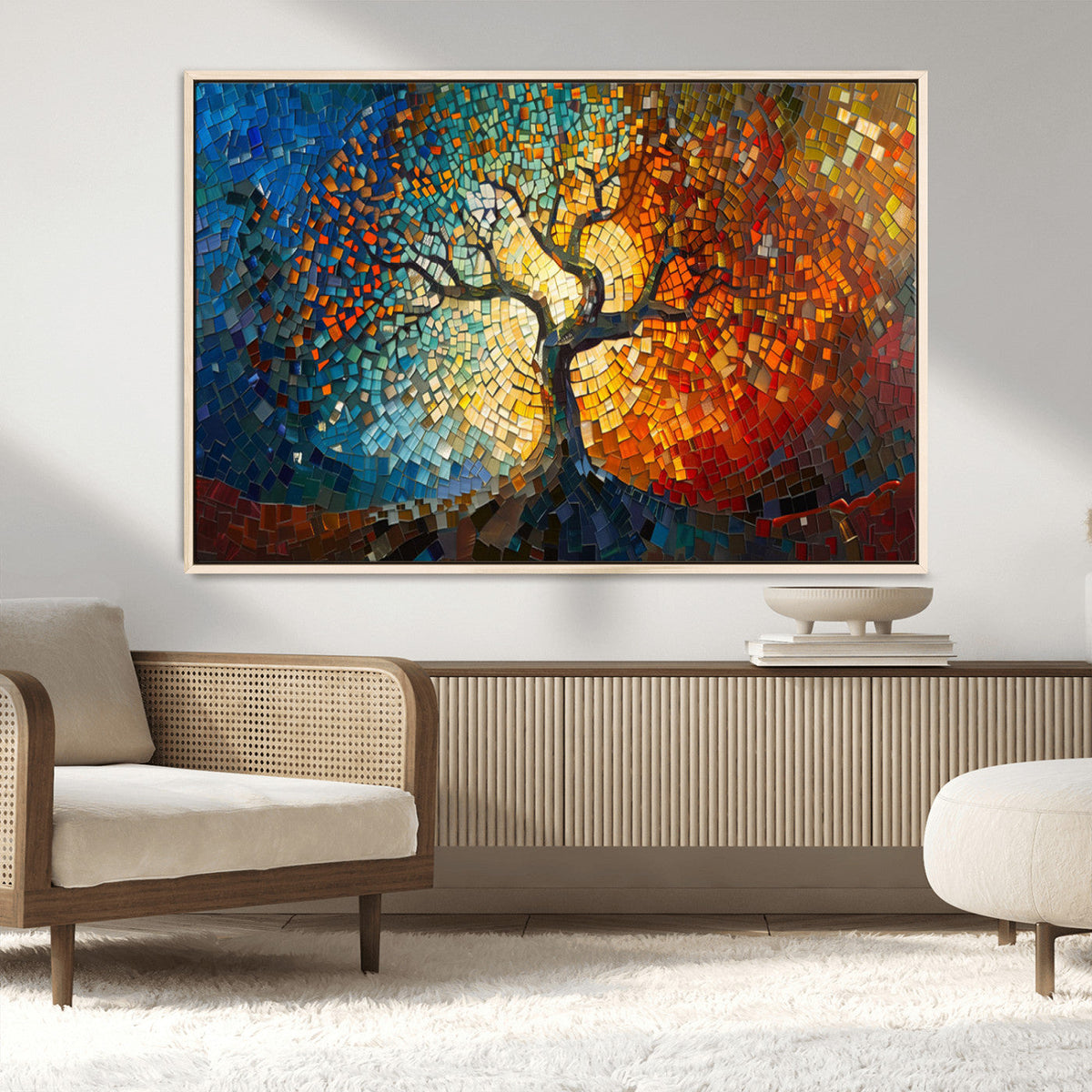 Yggdrasil Tree of Life Mosaic Stained Glass Wall Art Canvas Print