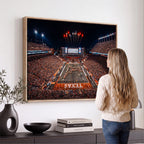 Texas Stadium Night Game Wall Art Canvas Print, Vibrant Football Fireworks Scene
