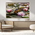 Lotus Flower Wall Art Canvas Print, Water Lily Large Wall Art for Yoga Room Decor