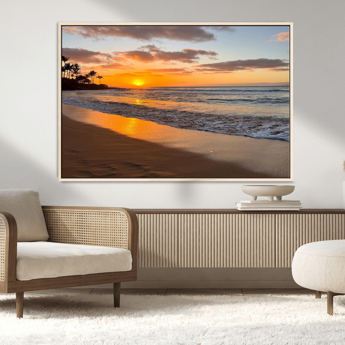 Sunset Wall Art Print - Stunning Beach Sunset Canvas Artwork