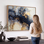Black Marble Wall Art Canvas Print | Framed Abstract Gold Veins