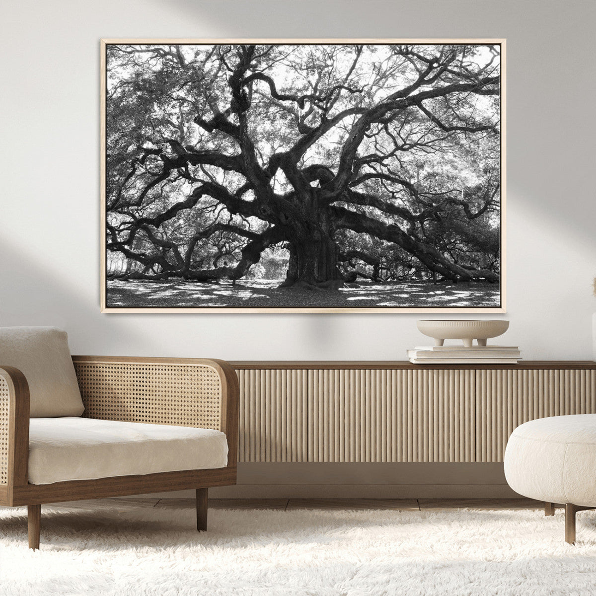 Ancient Oak Wall Art Canvas Print | Gnarled Tree with Twisted Branches