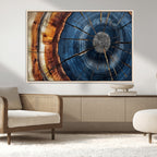 Framed Abstract Tree Ring Wall Art Print, Natural Rustic Wood Grain Canvas Print