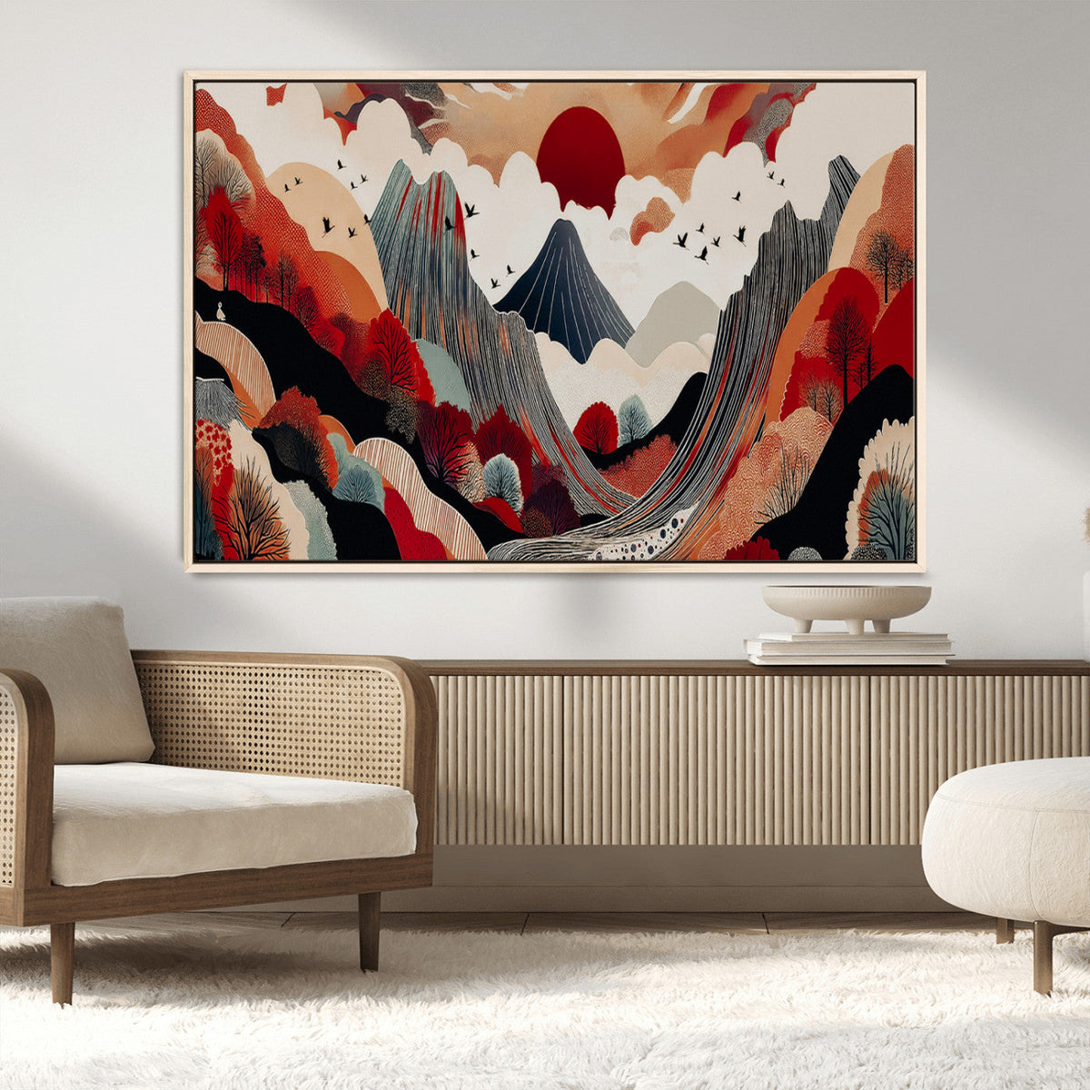 Abstract Mountain Wall Art Canvas Print | Vibrant Stylized Landscape