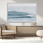 Ocean Waves Wall Art Canvas Print, Framed Surfer Lineup on a Crowded Ocean