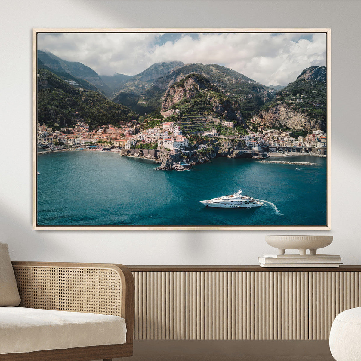 Amalfi Coast Wall Art | Framed Italian Seaside Canvas