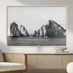 Coastal Wall Art | Framed Black White Ocean Canvas Artwork