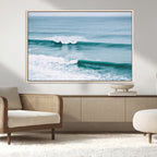 Ocean Swell Wall Art Canvas Print, Framed Surf Waves and Blue Water Scene