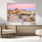 Vibrant Sunset Sky Wall Art Canvas Print, Framed Joshua Tree Desert Artwork
