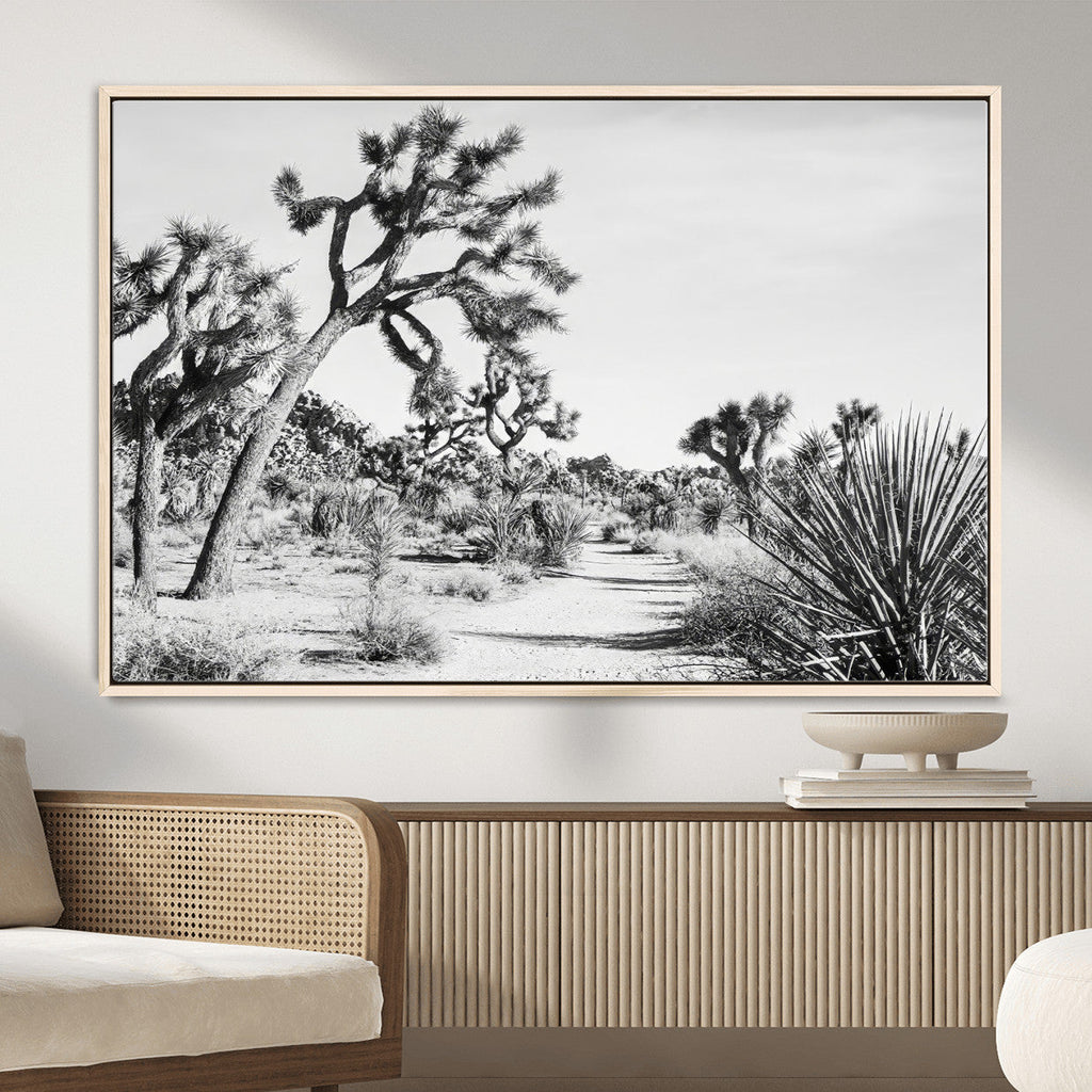 Joshua Tree Wall Art | Black & White Canvas Print, Nature Serenity Decor