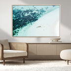 Minimal Beach Wall Art | Framed Ocean Swimming Canvas