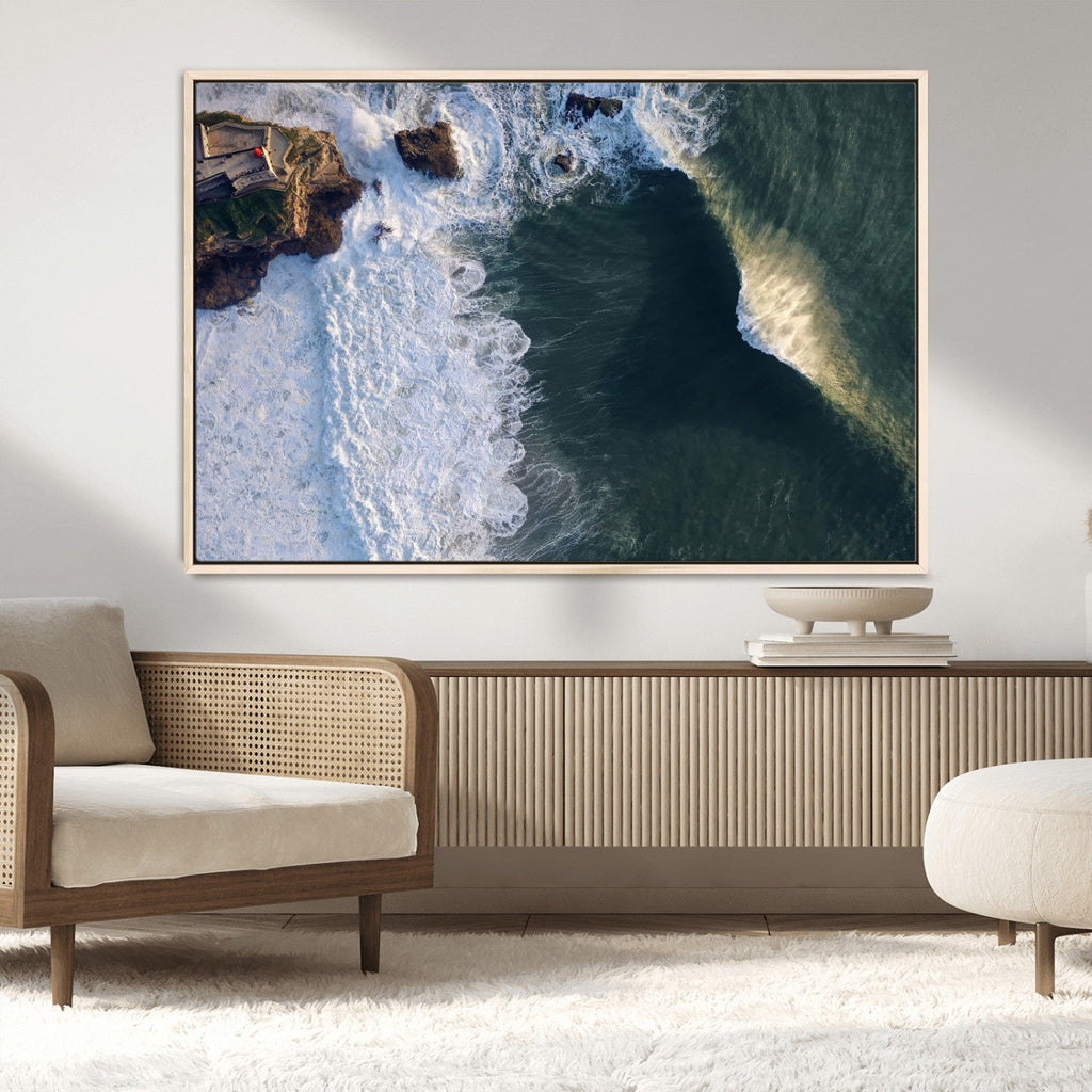 Ocean Wave Wall Art | Aerial Coastal View Canvas Artwork