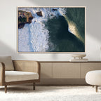 Ocean Wave Wall Art | Aerial Coastal View Canvas Artwork