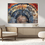 Tree Rings Wall Art Canvas Print, Framed Petrified Wood Modern Rustic