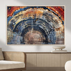 Tree Rings Wall Art Canvas Print, Framed Petrified Wood Art, Modern Rustic Decor