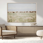 Bison Herd Wall Art Canvas Print, Framed Western Ranch Nature Scene