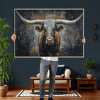 Rustic Bull Wall Art Canvas Print, Longhorn Wall Decor