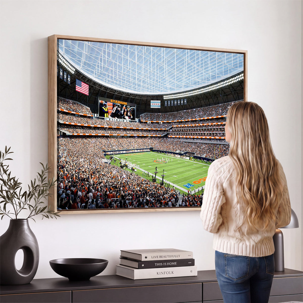Chicago Bears Soldiers Field Wall Art Canvas Print, Framed and Ready to Hang