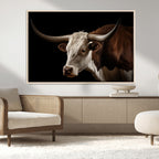 Texas Longhorn Bull Canvas Wall Art, Rustic Western Farmhouse Decor