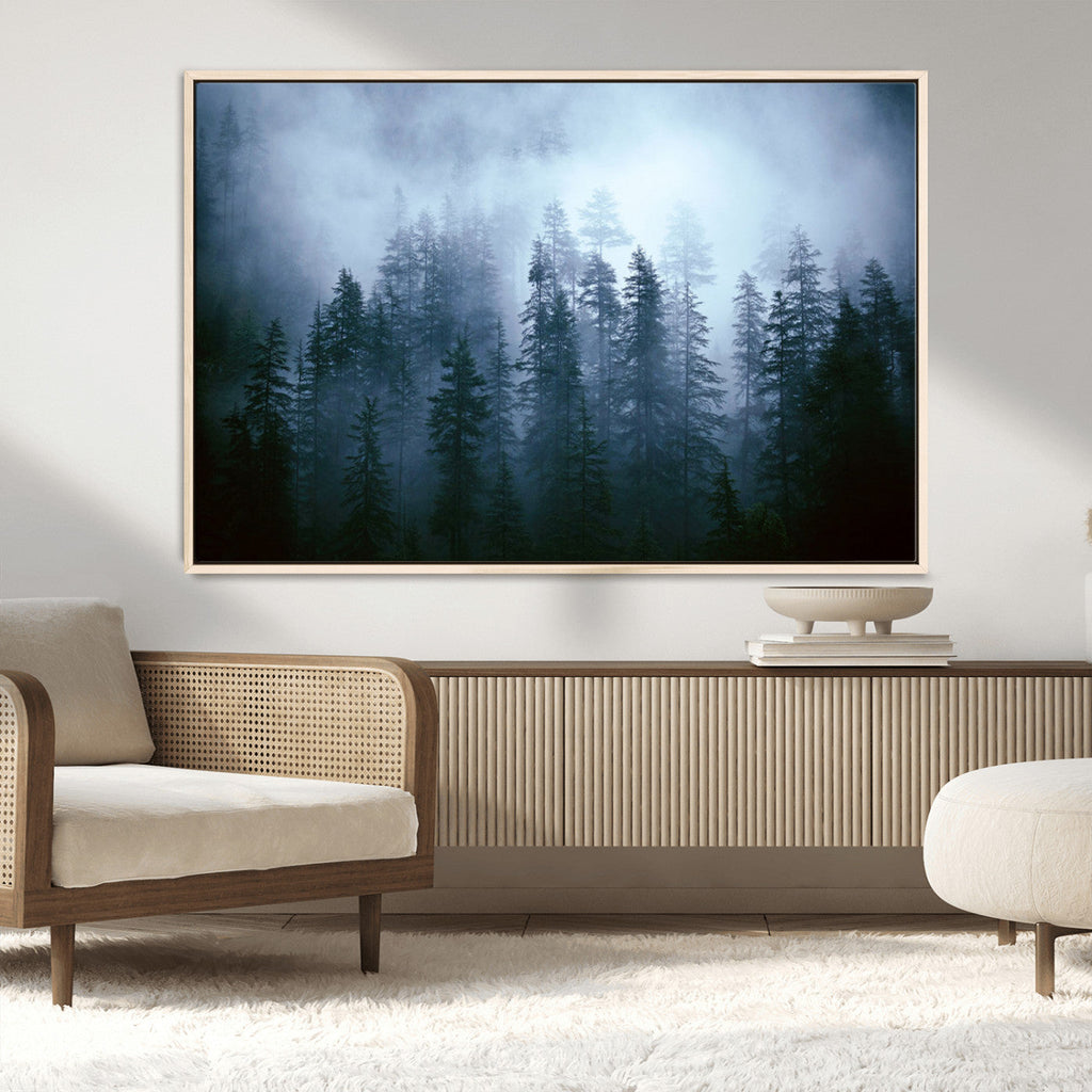 Foggy Pines Misty Forest Wall Art Print