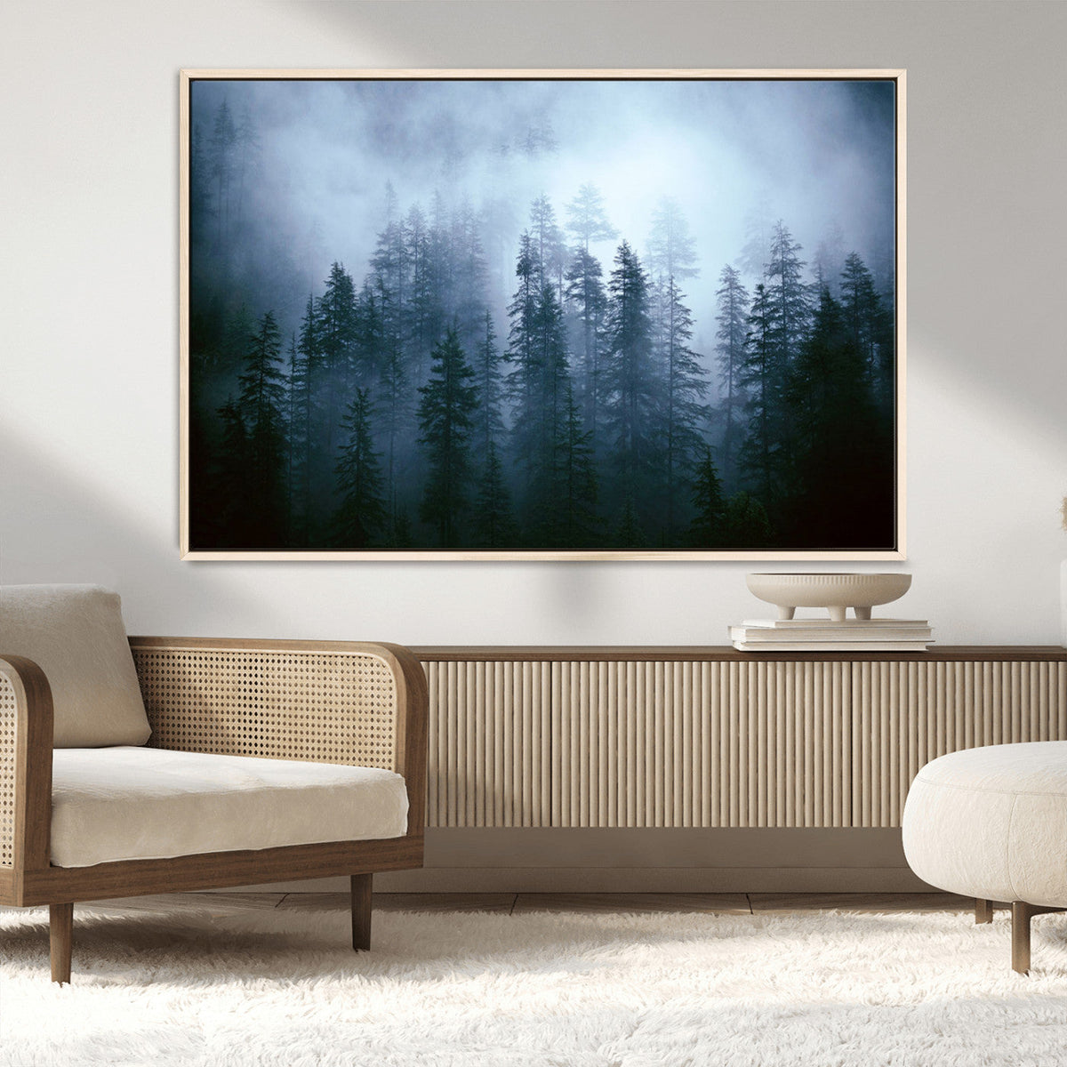 Foggy Pines Misty Forest Wall Art Print