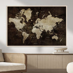 World Map Wall Art Canvas Print | Framed Travel Map Wall Art