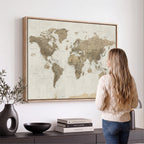 Detailed World Map Wall Art Canvas Print