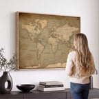 Dark World Map Canvas Print | Framed Travel Map Wall Art