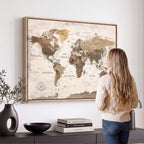 Modern World Map Canvas Print | Framed Travel Map Wall Art