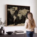 Push Pin World Map Canvas Wall Art Print, Interactive Travel Map