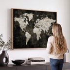 Vintage World Map Wall Art Canvas Print | Framed Large Map Wall Art