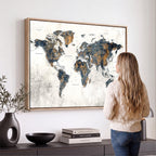 World Map Wall Art Canvas Print for Office Wall Decor