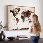 Blue Watercolor World Map Canvas Print | Framed Modern Wall Art
