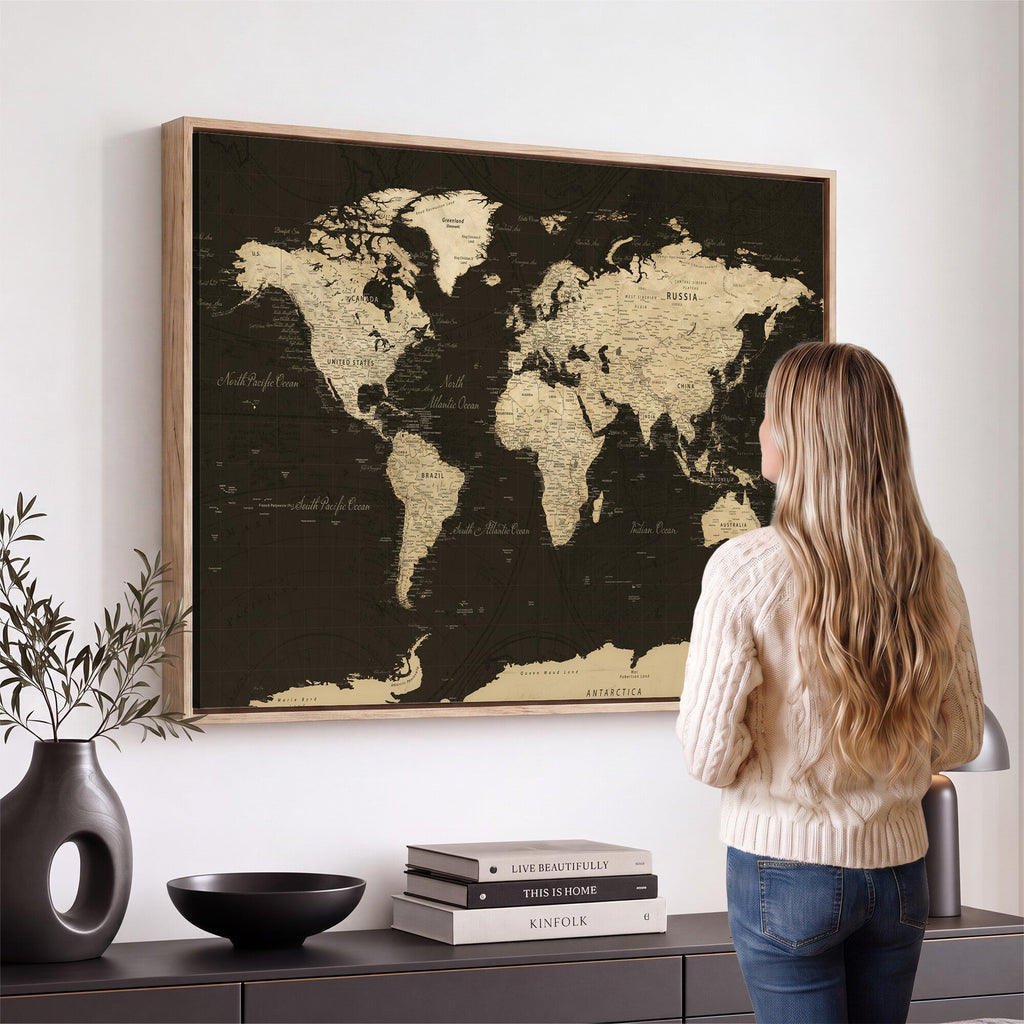 World Map Canvas Print | Framed World Map Wall Art for Couples