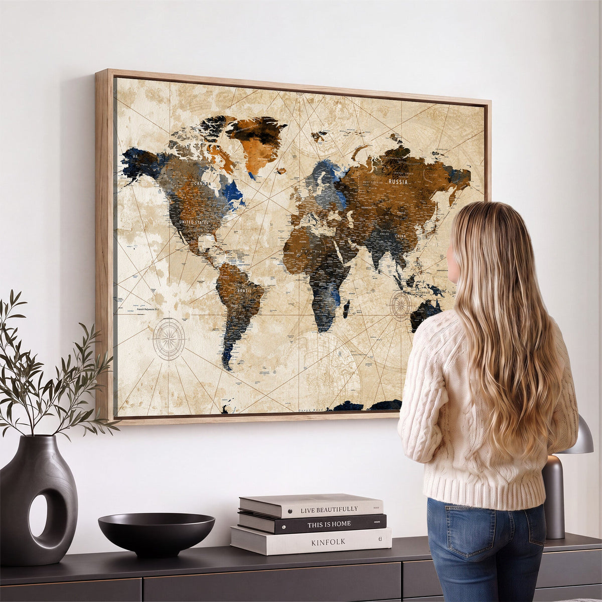 World Map Canvas Art Print | Framed Travel Map Wall Art