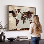 World Map Canvas Triptych | Colorful Global Wall Art for Living Rooms