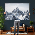 Snowy Mountain Range Canvas Print, Alpine Peaks Landscape Wall Art