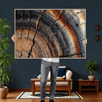 Abstract Tree Ring Wall Art Print, Natural Rustic Wood Grain Canvas