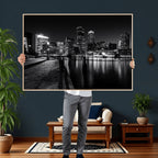 Boston Wall Art Canvas Print, Boston City Downtown Night Cityscape