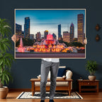 Chicago Wall Art Canvas Print - Chicago City Downtown Night Cityscape